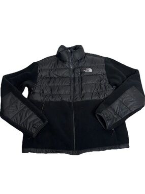 The North Face Black Quilted Hybrid Puffer Fleece Jacket 550 polartec